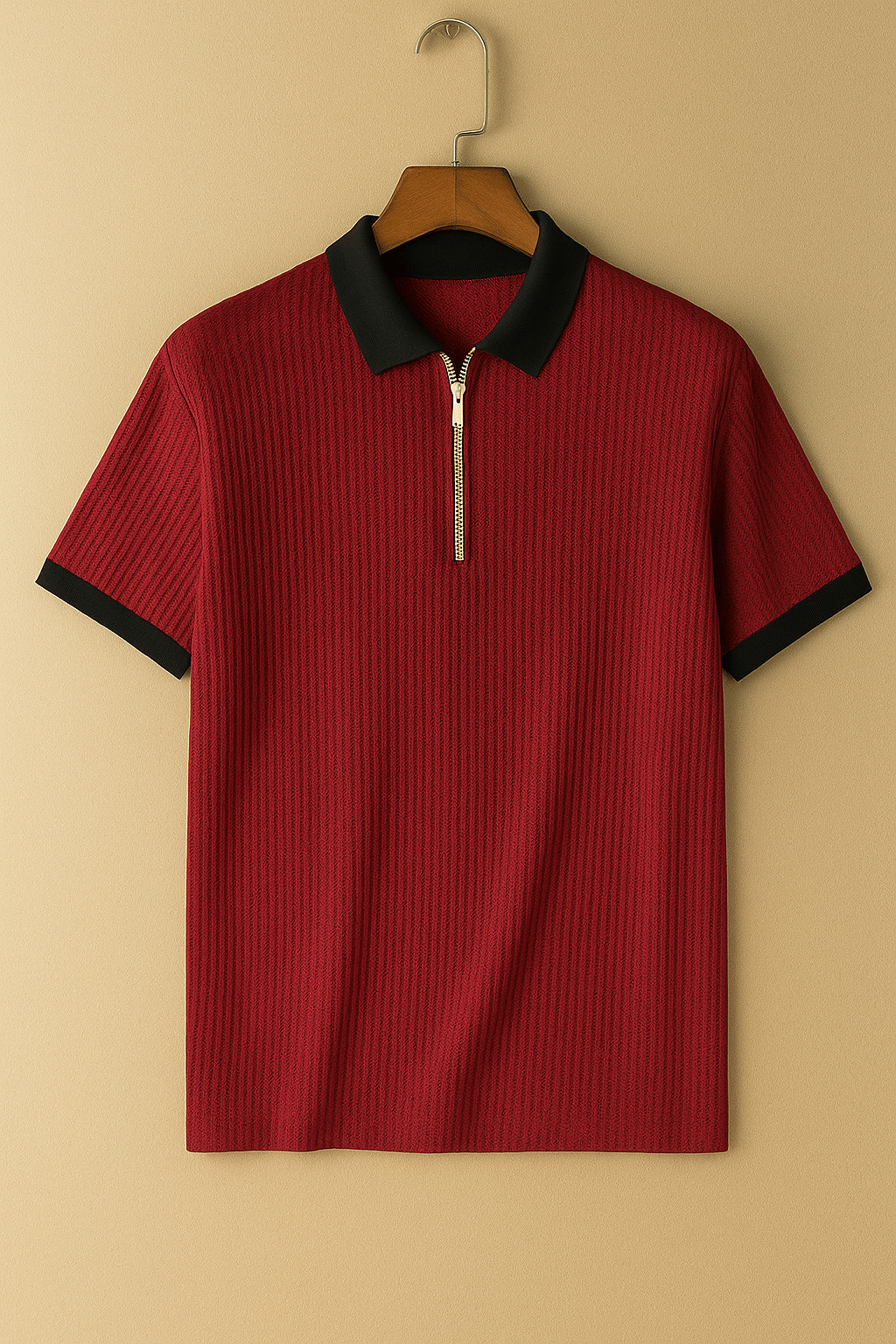     			CONWAY Men Cotton Blend Regular Fit Solid T-Shirt ( Red )