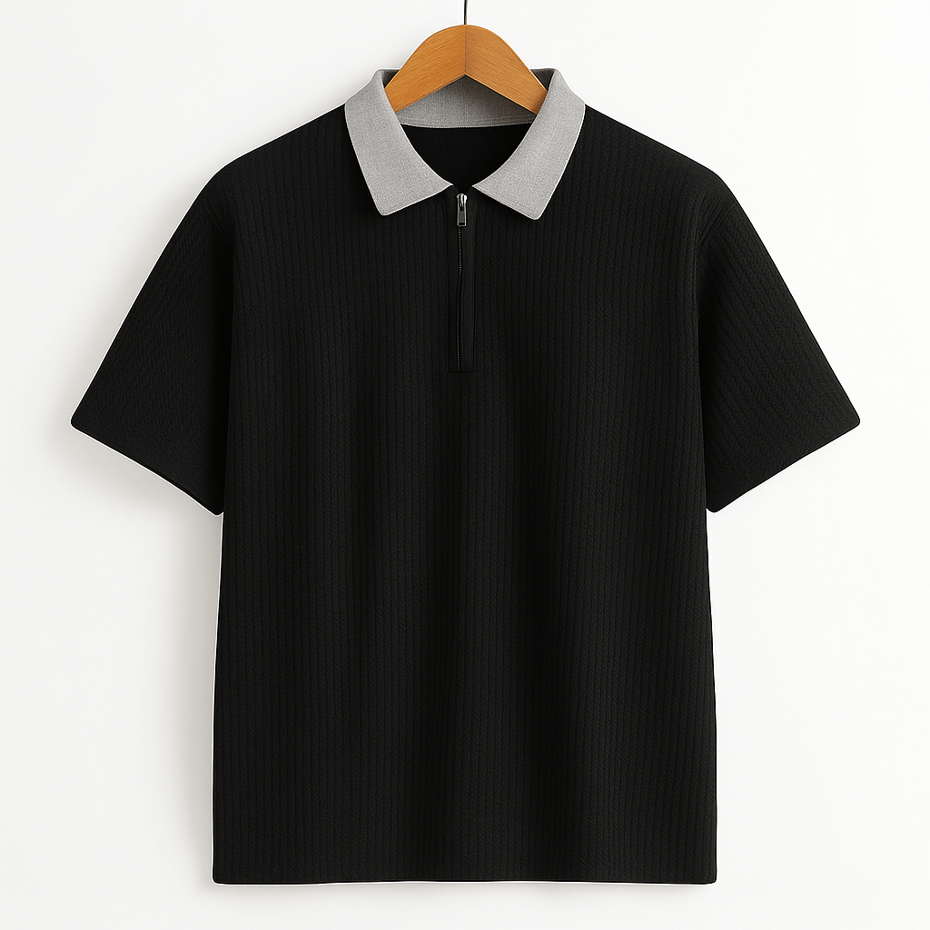     			CONWAY Men Cotton Blend Regular Fit Solid T-Shirt ( Black )