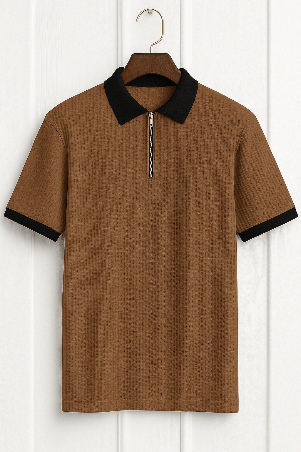     			CONWAY Men Cotton Blend Regular Fit Solid T-Shirt ( Brown )