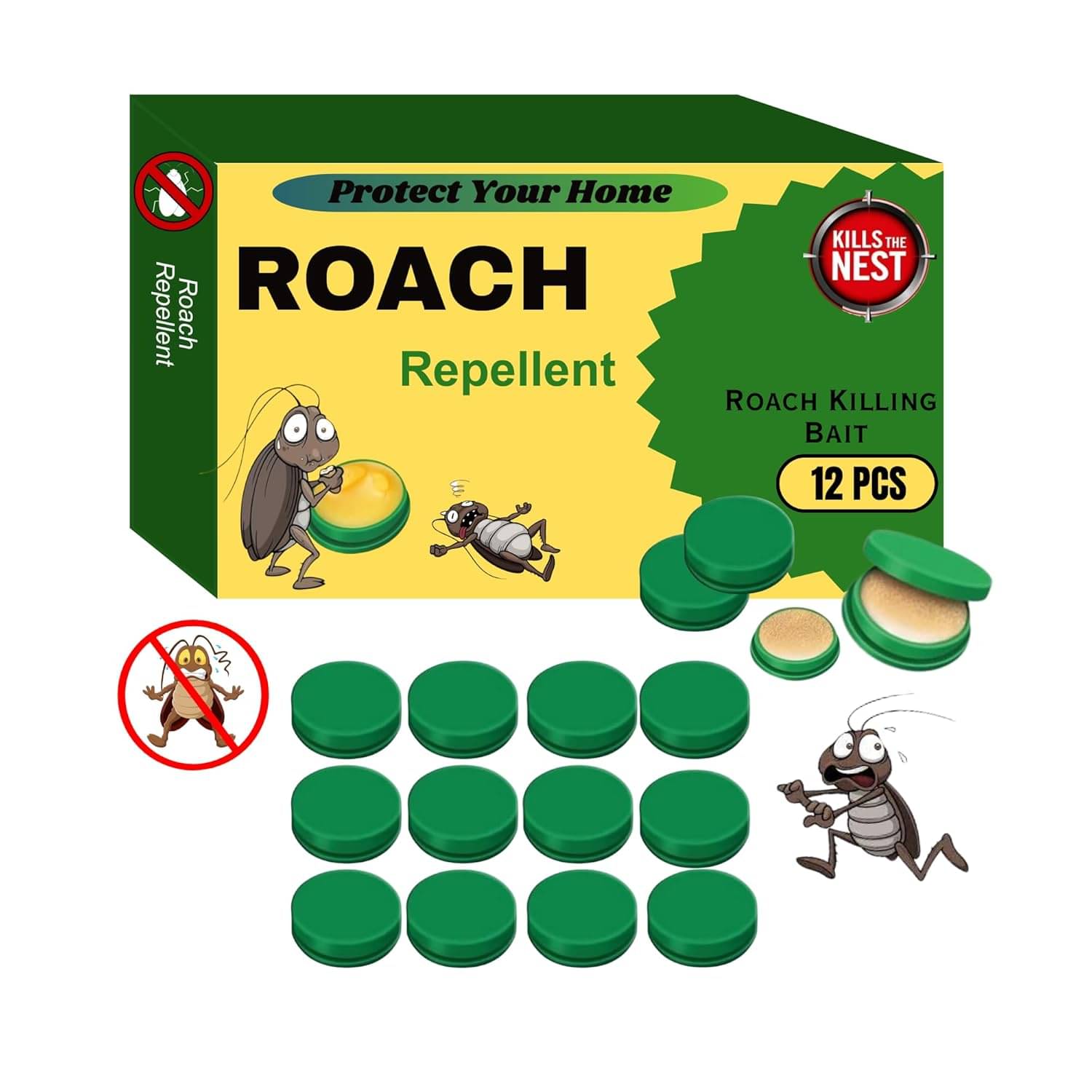     			Cockroach Killer for Kitchens, Bathrooms, and Cabinets, cockroach killer gel, roach repellent for cockroach, for Indoor Cockroach Control, Insect Control (Pack of 12)