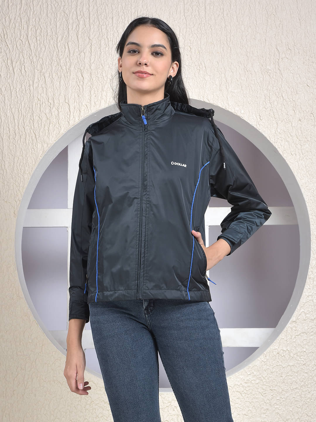     			Dollar Women Round Neck Regular Jacket ( Black )
