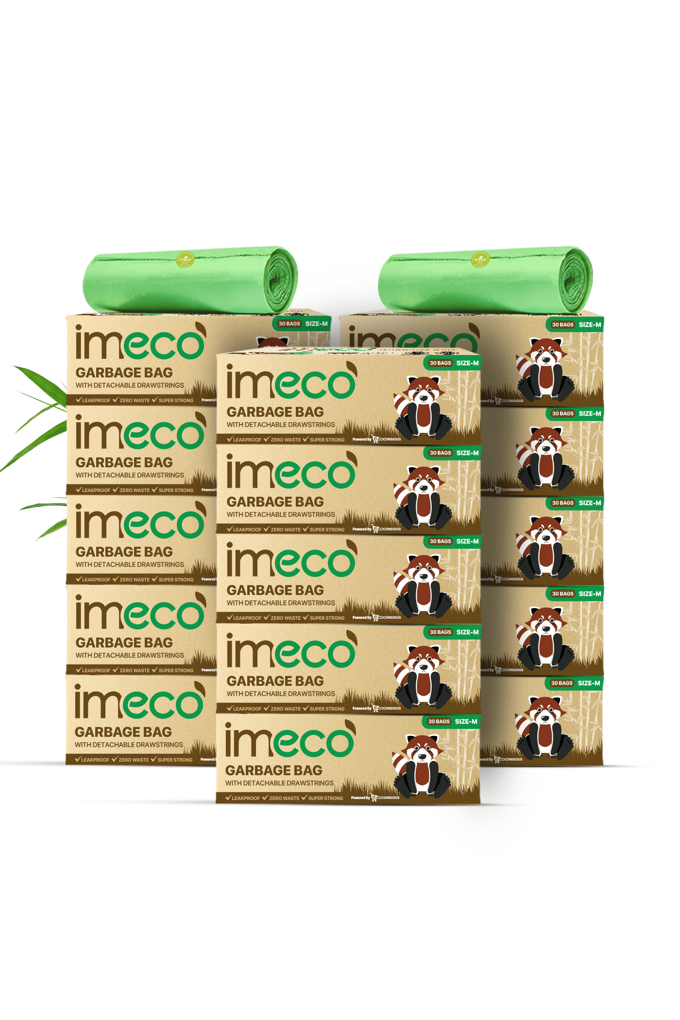     			Eco-Friendly Garbage Bags | 450 Pcs | Medium - 19 x 21 Inches | 30 Pcs x 15 Rolls | Green | Dustbin/Trash Bags with Detachable Drawstrings | Perfect for Dry & Wet Waste