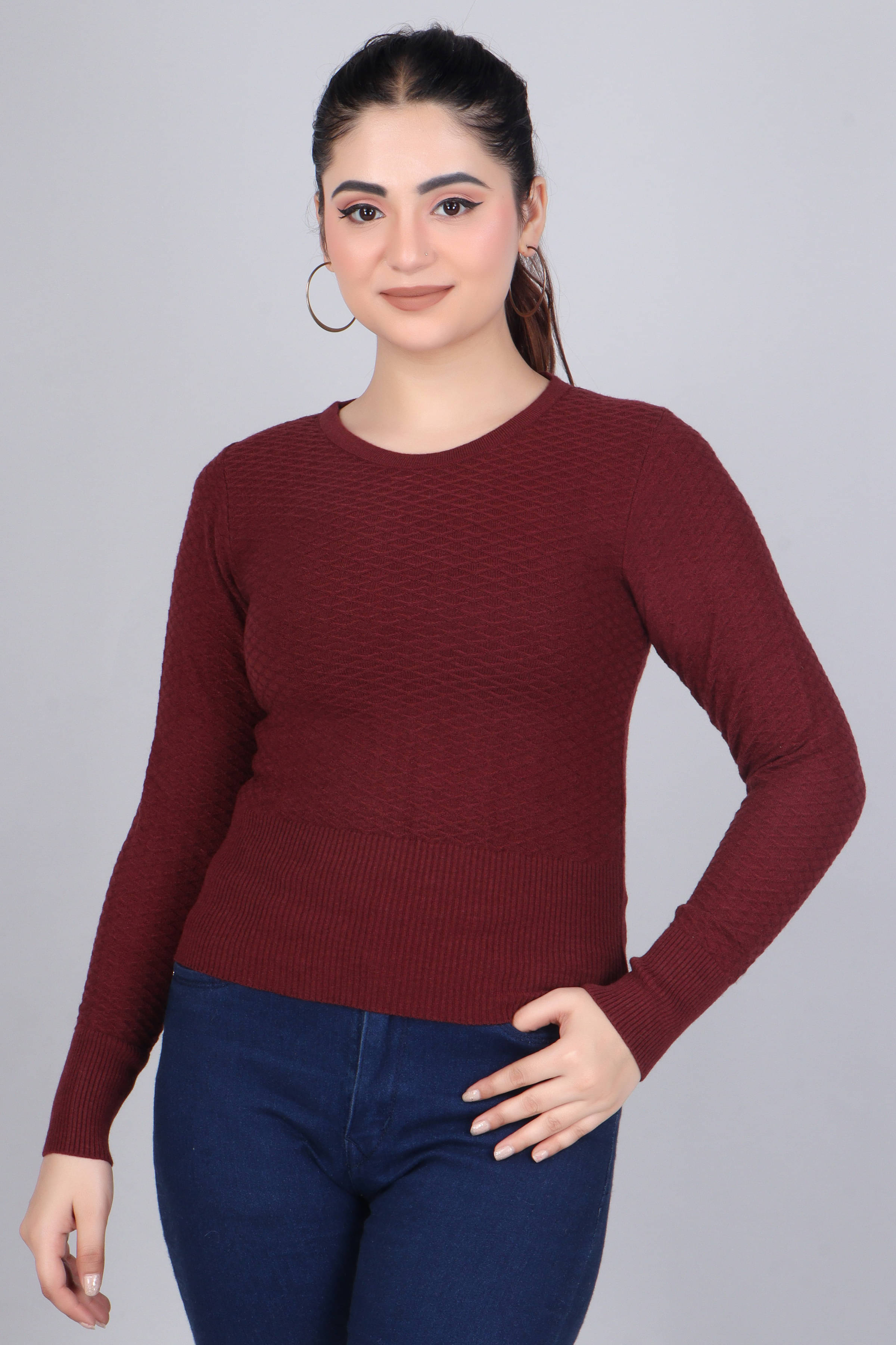 FEVERFEW Viscose Blend Round Neck Women's Pullovers - Maroon ( Pack of 1 ) FEVERFEW Viscose Blend Round Neck Women's Pullovers - Maroon ( Pack of 1 )