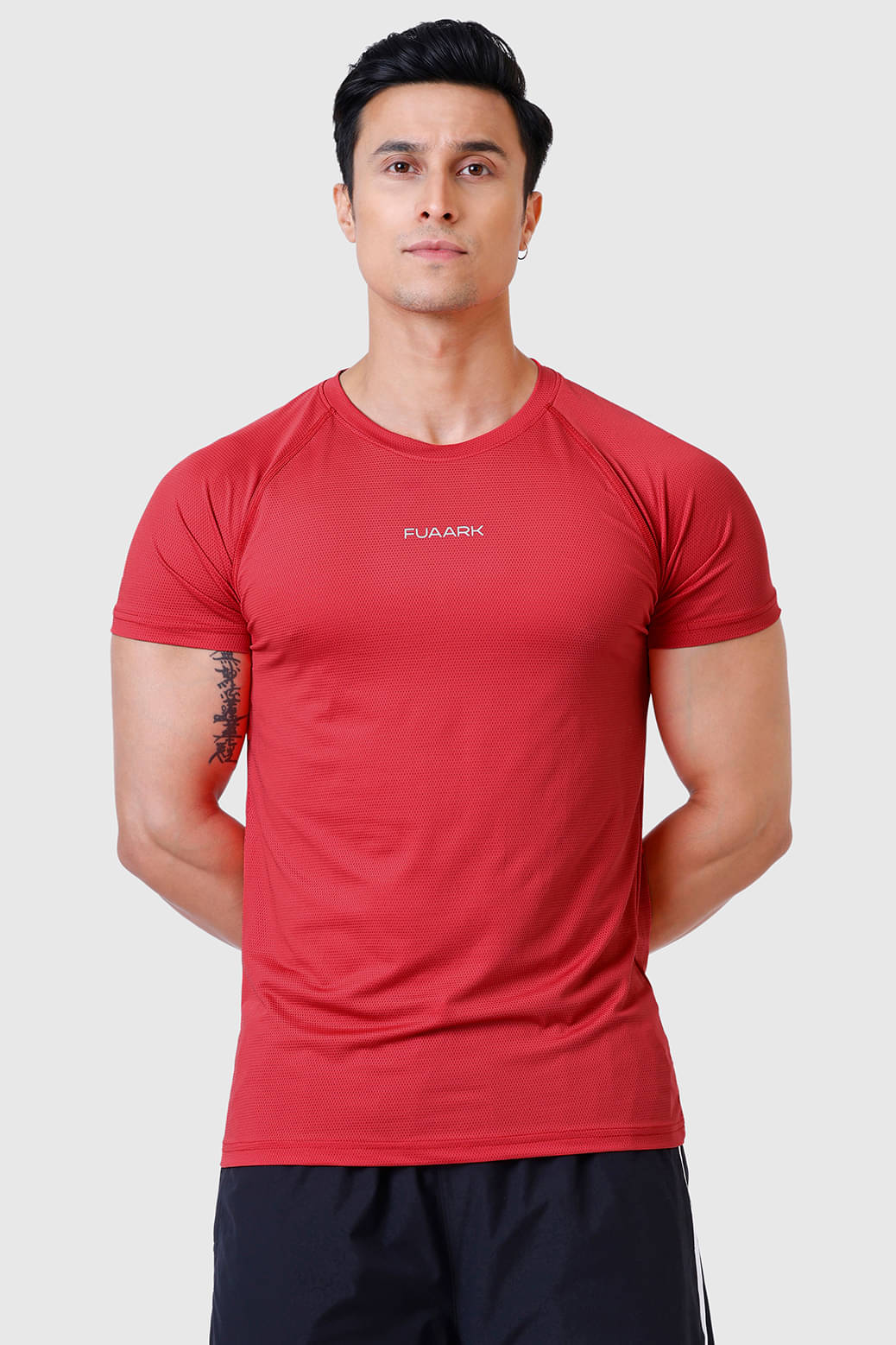     			Fuaark Red Polyester Slim Fit Men's Sports T-Shirt ( Pack of 1 )
