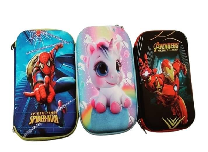     			Full jambo Hardtop EVA Pencil Case Stationery Box Pen Holder Zipper Pouch Cosmetics Organizer School Kids Girls/Boys Multipurpose (Pack of 3) Random design & color sent
