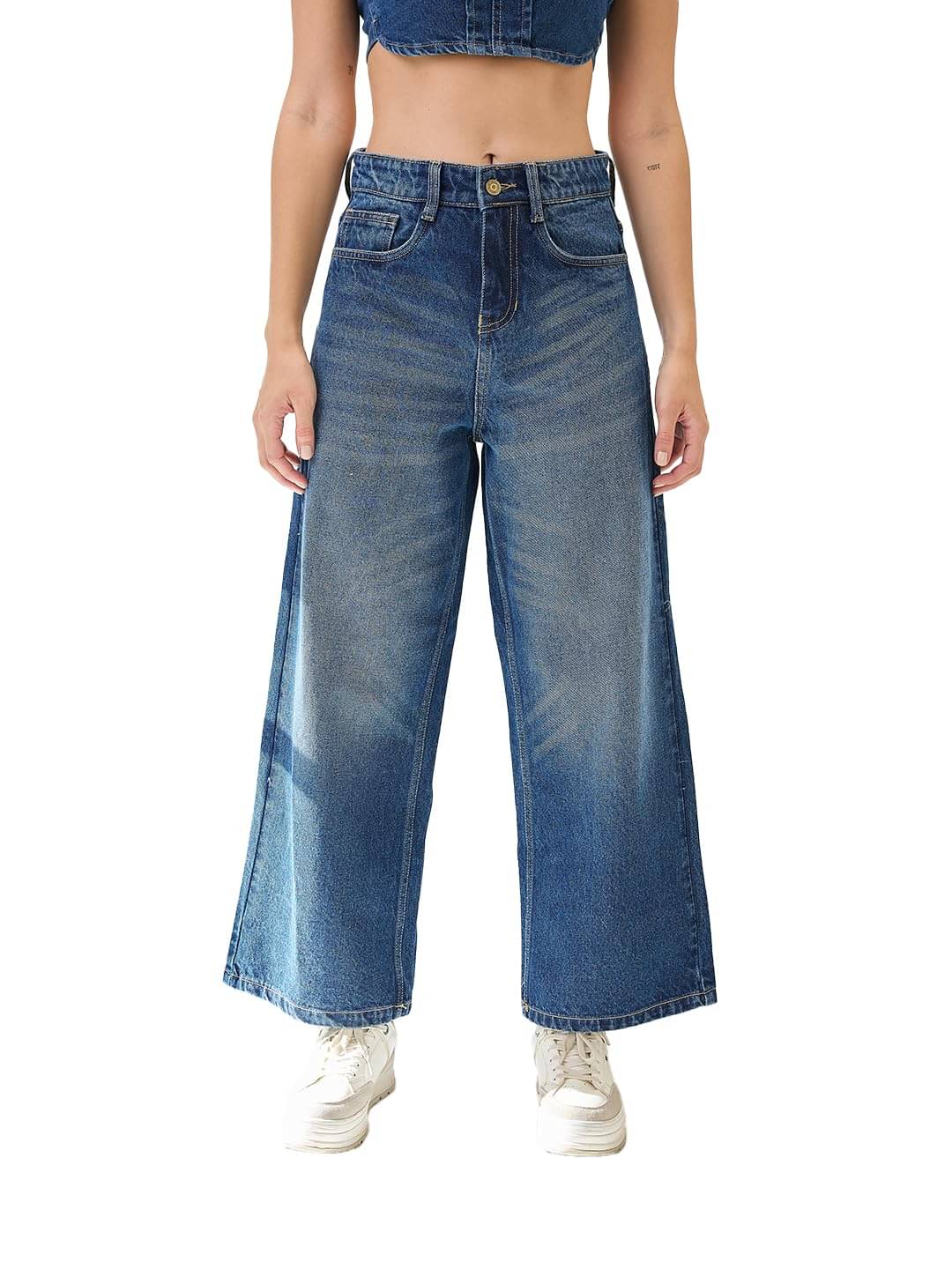    			Globus Women's Wide Leg Mid-Rise Jeans ( Blue )
