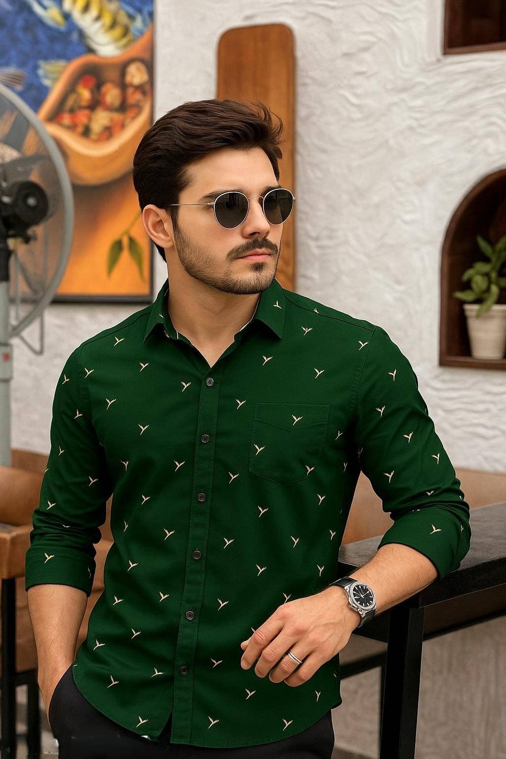Goyani Enterprise 100% Cotton Regular Fit Printed Full Sleeves Men's Casual Shirt - Green ( Pack of 1 ) Goyani Enterprise 100% Cotton Regular Fit Printed Full Sleeves Men's Casual Shirt - Green ( Pack of 1 )