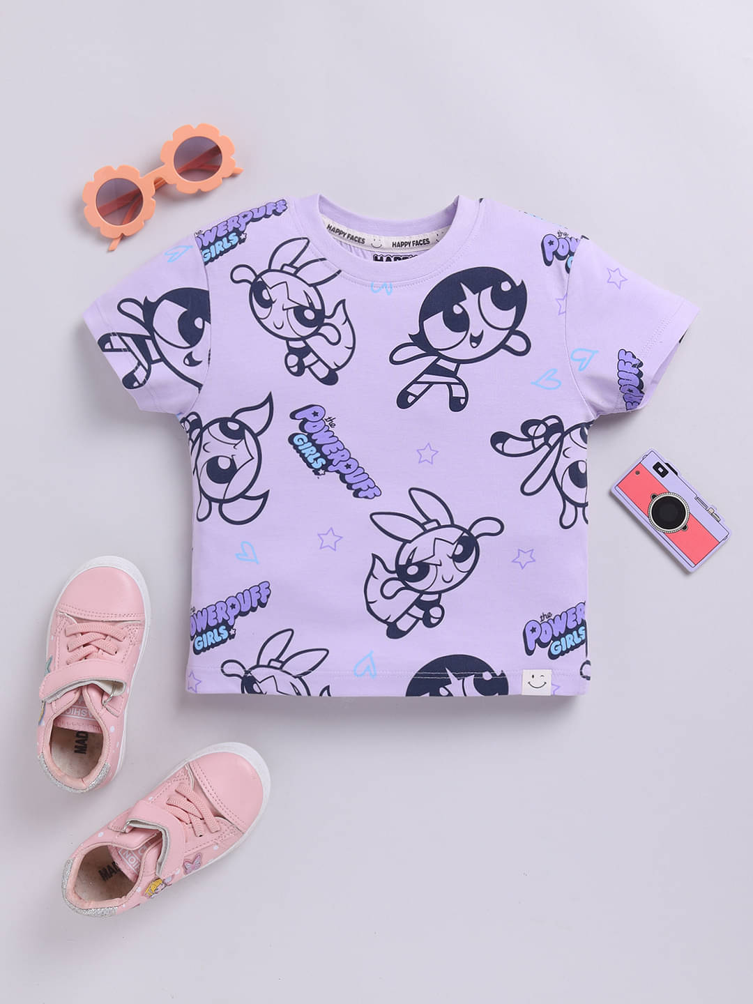     			HAPPY FACES Pack of 1 Girls Cotton Top ( Mauve )