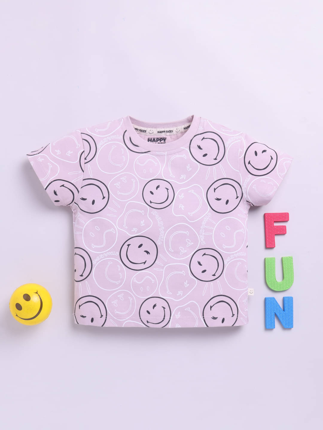     			HAPPY FACES Pack of 1 Girls Cotton Top ( Mauve )