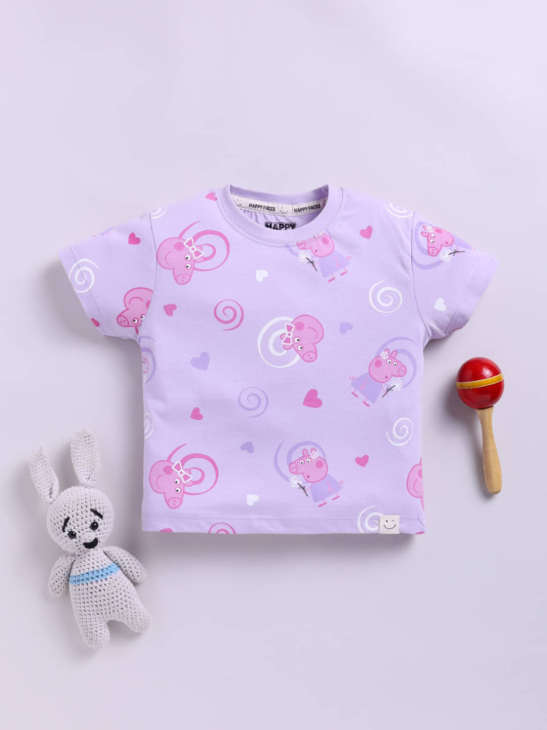     			HAPPY FACES Pack of 1 Girls Cotton Top ( Mauve )