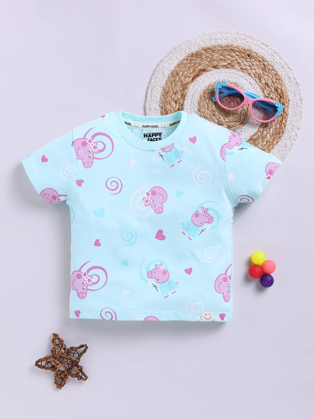     			HAPPY FACES Pack of 1 Girls Cotton Top ( Green )