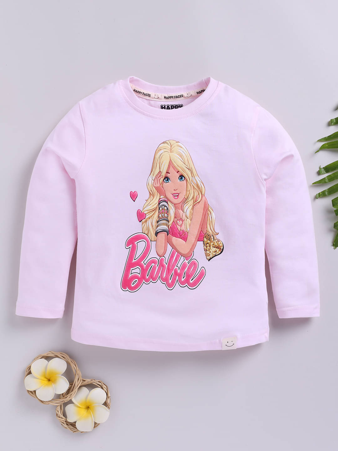     			HAPPY FACES Pack of 1 Girls Cotton Top ( Pink )
