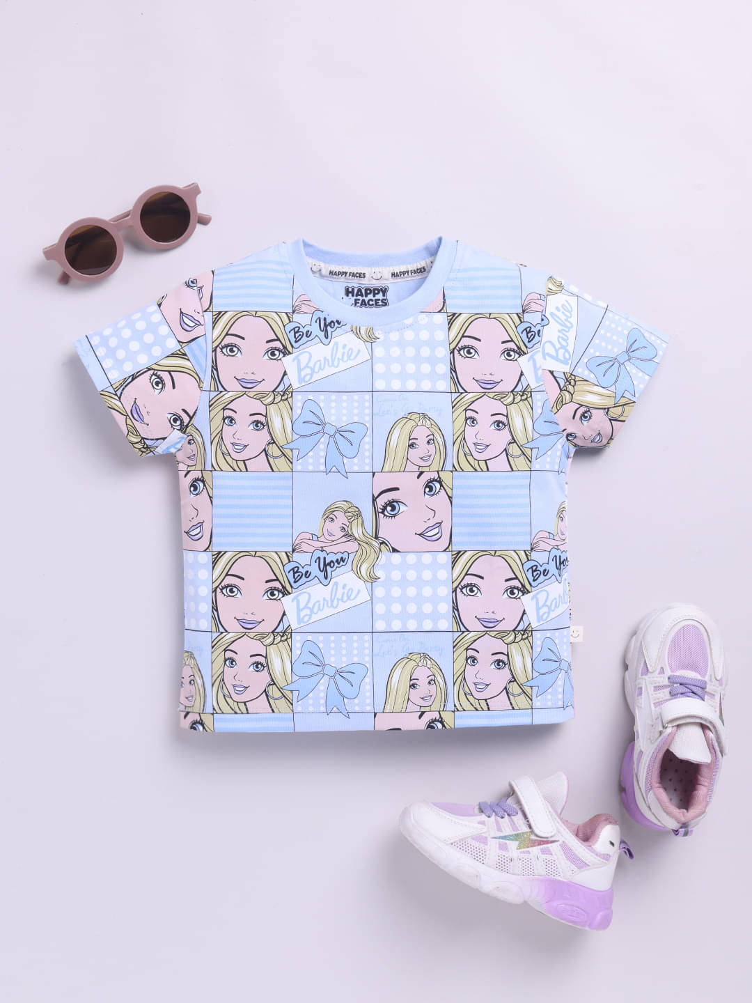     			HAPPY FACES Pack of 1 Girls Cotton Top ( Blue )