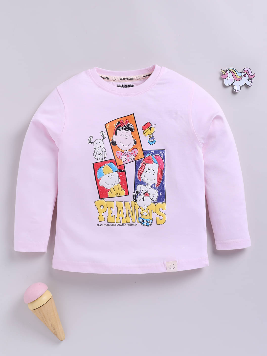     			HAPPY FACES Pack of 1 Girls Cotton Top ( Pink )