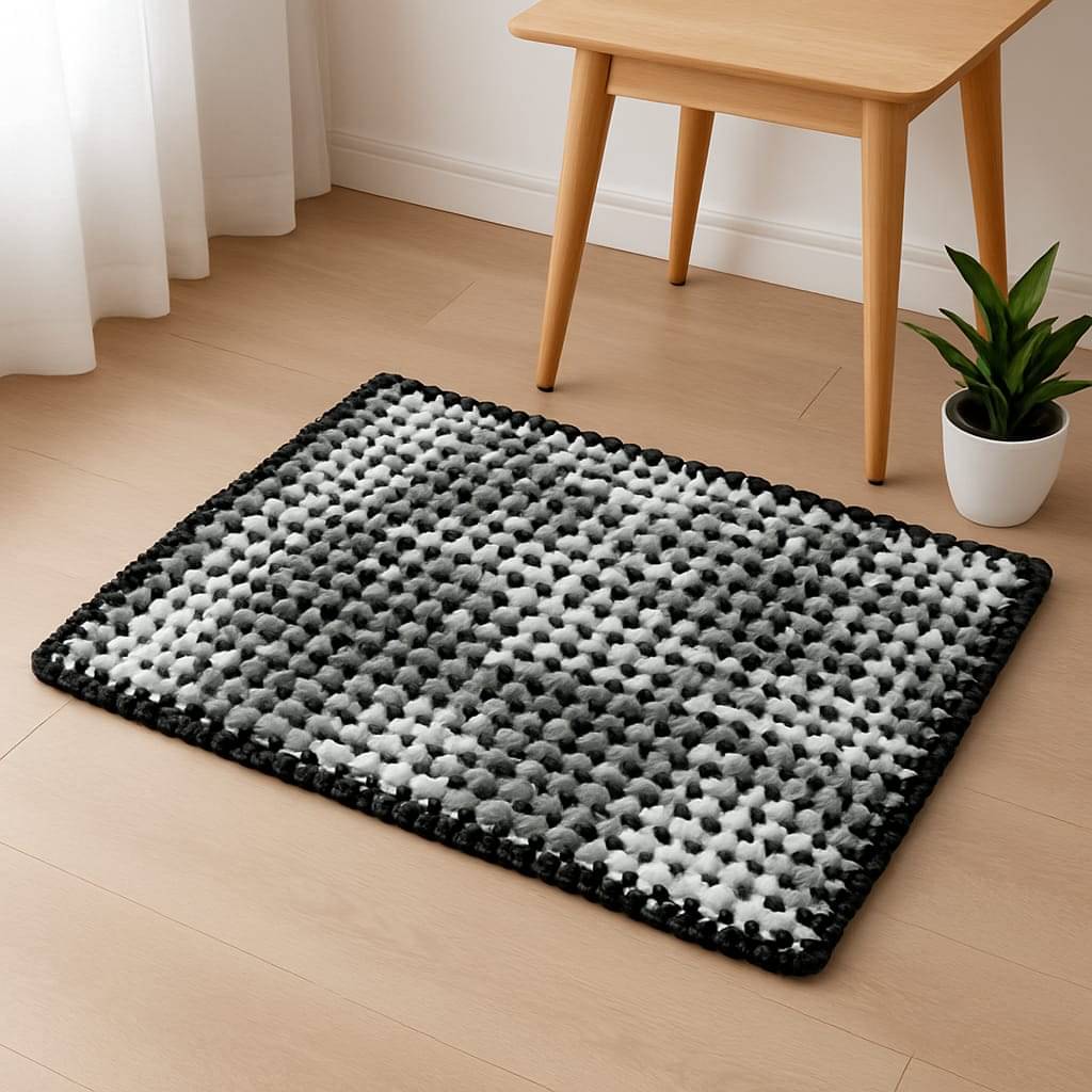     			Hombella Black Polyester Rectangular Floor Mat ( Pack of 1 )