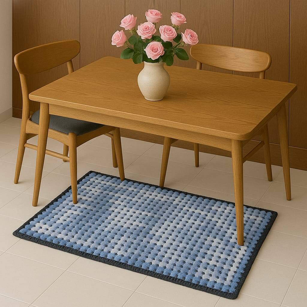     			Hombella Blue Polyester Rectangular Floor Mat ( Pack of 1 )