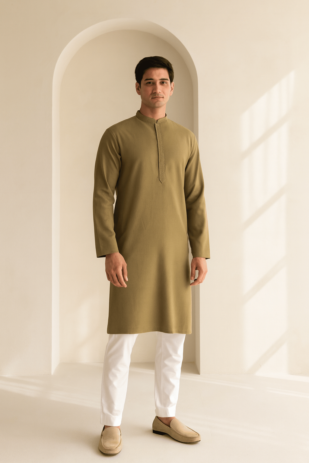 JUGG JUGG JEEYO Beige Blended Fabric Regular Fit Men's Kurta Pyjama Set ( Pack of 1 )     			JUGG JUGG JEEYO Beige Blended Fabric Regular Fit Men's Kurta Pyjama Set ( Pack of 1 )