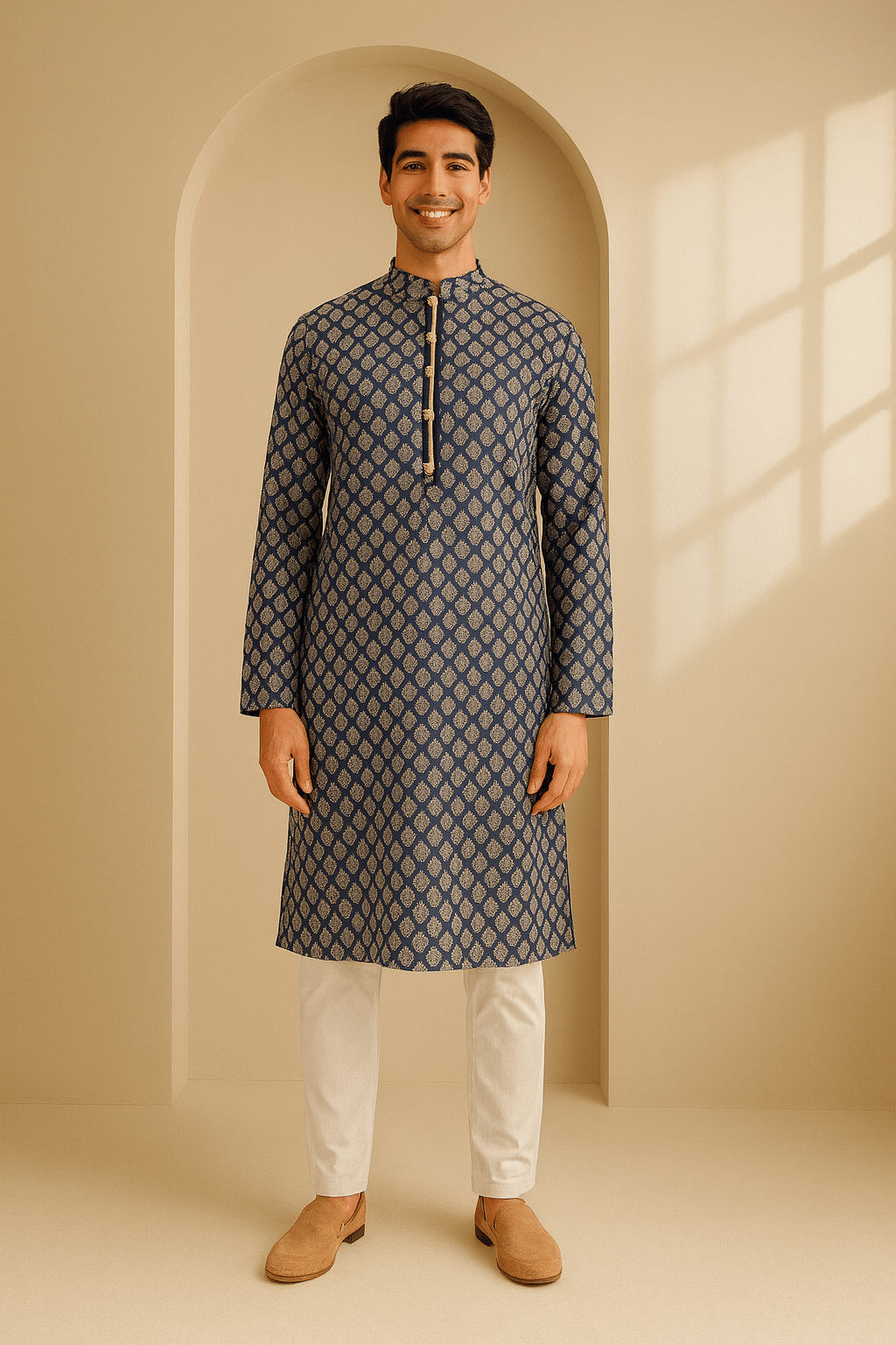     			JUGG JUGG JEEYO Blue Blended Men's Regular Kurta ( Pack of 1 )