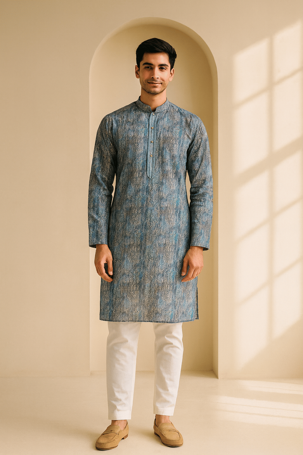     			JUGG JUGG JEEYO Blue Blended Fabric Regular Fit Men's Kurta Pyjama Set ( Pack of 1 )