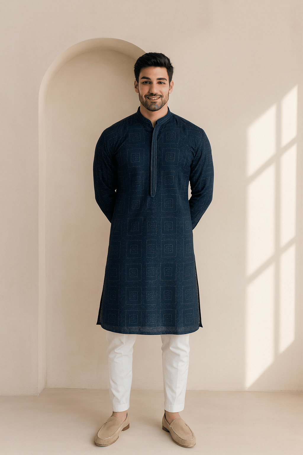 JUGG JUGG JEEYO Blue Blended Fabric Regular Fit Men's Kurta Pyjama Set ( Pack of 1 ) JUGG JUGG JEEYO Blue Blended Fabric Regular Fit Men's Kurta Pyjama Set ( Pack of 1 )