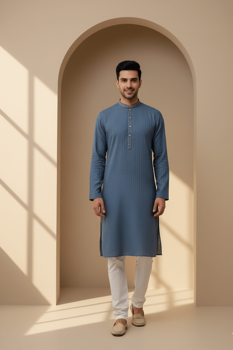 JUGG JUGG JEEYO Blue Blended Men's Regular Kurta ( Pack of 1 ) JUGG JUGG JEEYO Blue Blended Men's Regular Kurta ( Pack of 1 )