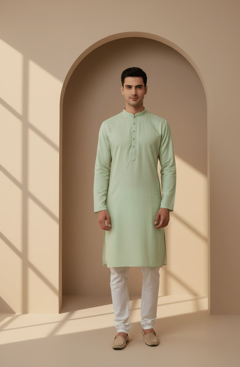 JUGG JUGG JEEYO Green Blended Fabric Regular Fit Men's Kurta Pyjama Set ( Pack of 1 ) JUGG JUGG JEEYO Green Blended Fabric Regular Fit Men's Kurta Pyjama Set ( Pack of 1 )