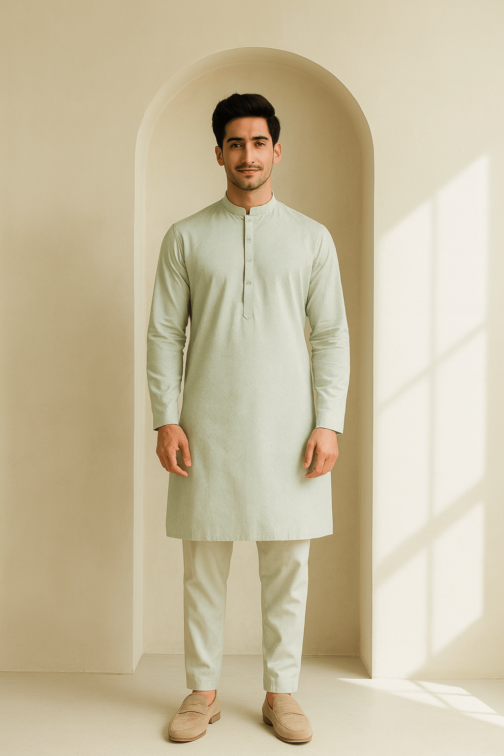 JUGG JUGG JEEYO Green Blended Fabric Regular Fit Men's Kurta Pyjama Set ( Pack of 1 )     			JUGG JUGG JEEYO Green Blended Fabric Regular Fit Men's Kurta Pyjama Set ( Pack of 1 )