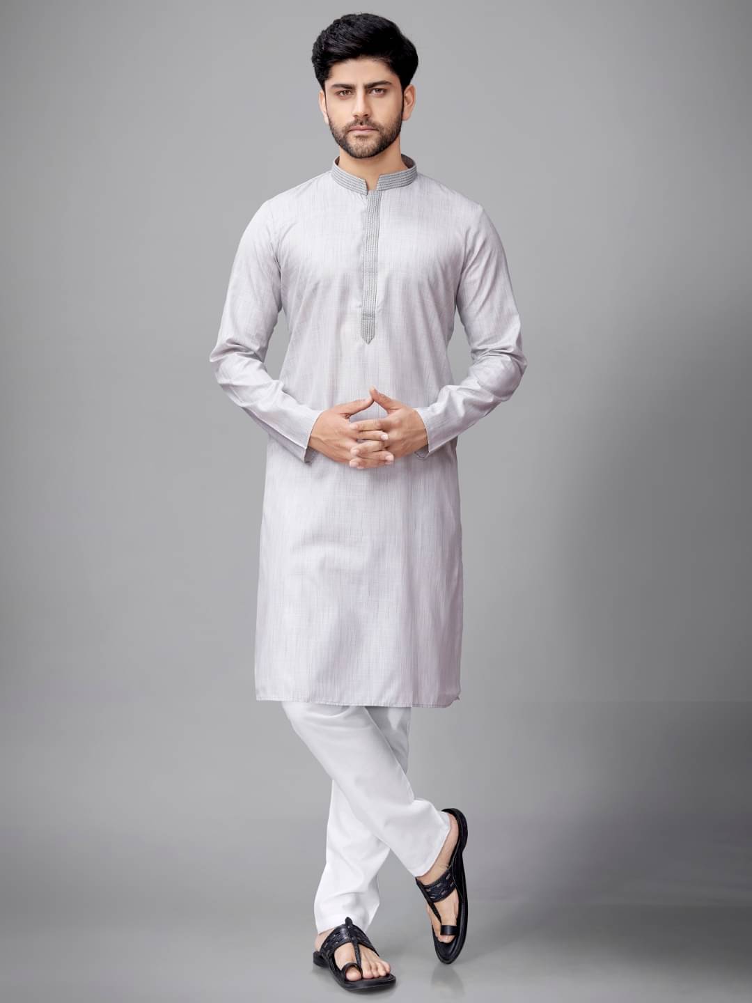 JUGG JUGG JEEYO Grey Blended Men's Regular Kurta ( Pack of 1 ) JUGG JUGG JEEYO Grey Blended Men's Regular Kurta ( Pack of 1 )