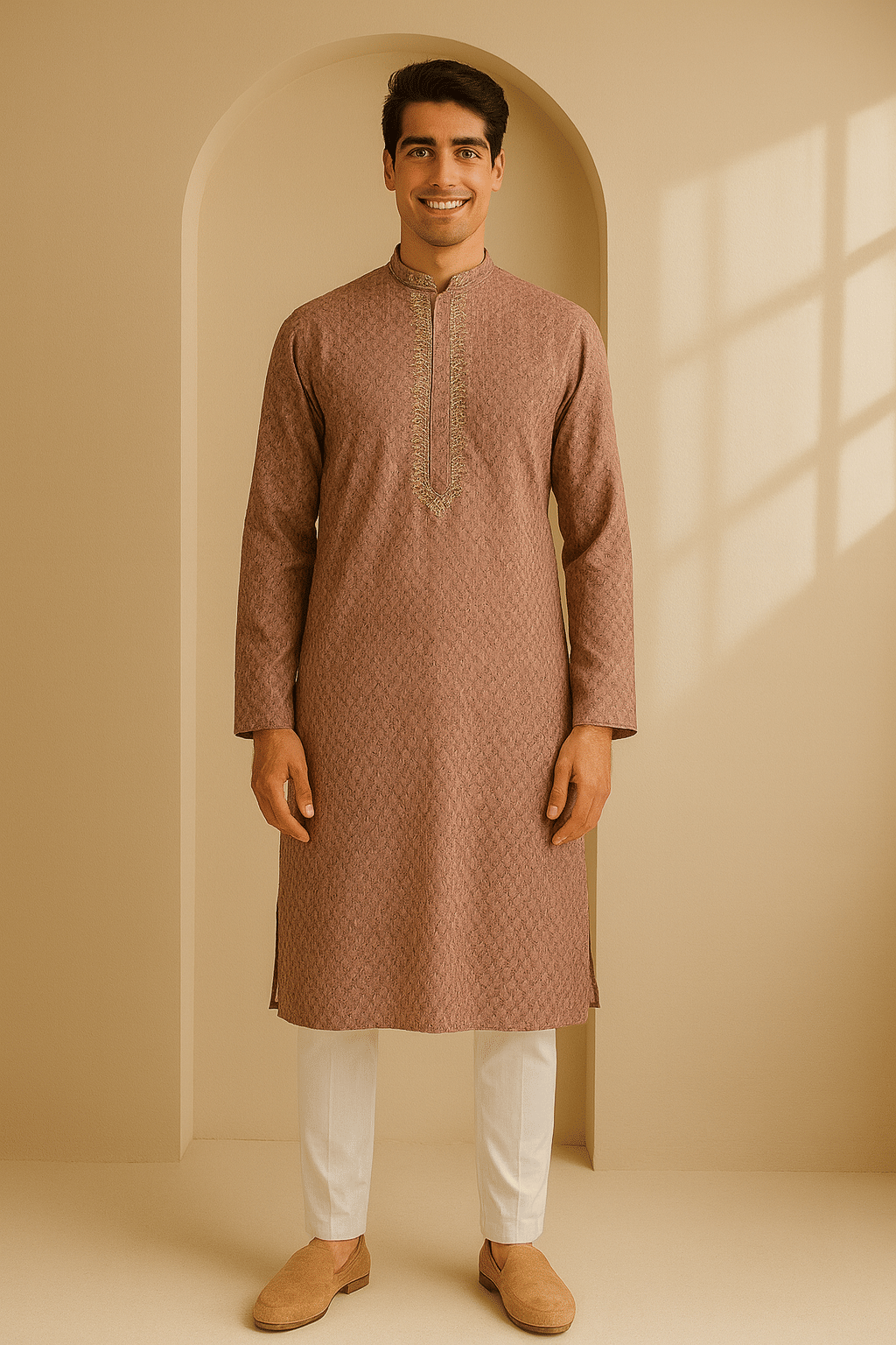 JUGG JUGG JEEYO Mauve Blended Men's Regular Kurta ( Pack of 1 ) JUGG JUGG JEEYO Mauve Blended Men's Regular Kurta ( Pack of 1 )