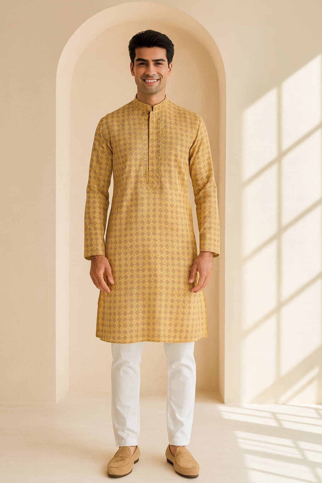 JUGG JUGG JEEYO Peach Blended Men's Regular Kurta ( Pack of 1 ) JUGG JUGG JEEYO Peach Blended Men's Regular Kurta ( Pack of 1 )