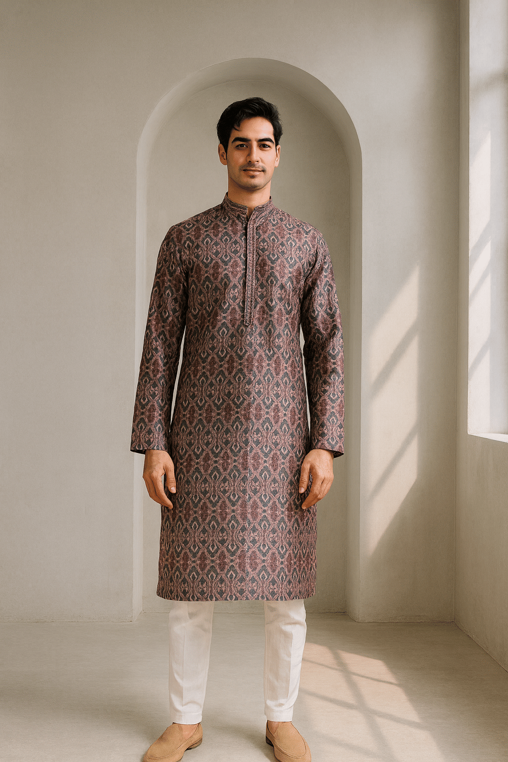 JUGG JUGG JEEYO Peach Blended Fabric Regular Fit Men's Kurta Pyjama Set ( Pack of 1 ) JUGG JUGG JEEYO Peach Blended Fabric Regular Fit Men's Kurta Pyjama Set ( Pack of 1 )