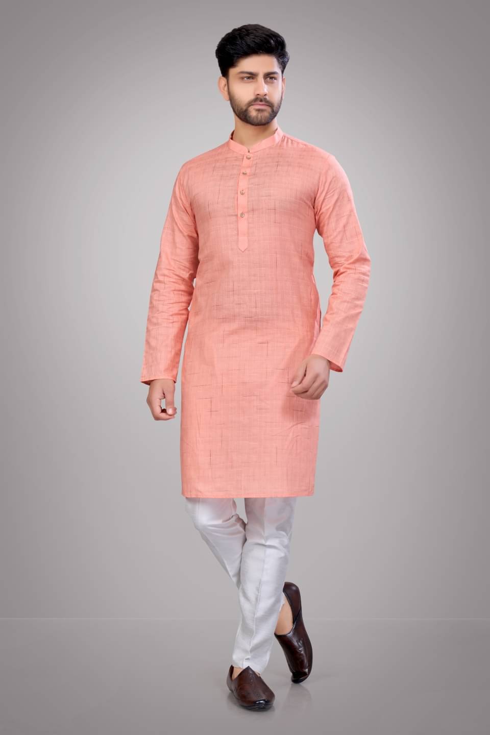     			JUGG JUGG JEEYO Peach Blended Men's Regular Kurta ( Pack of 1 )