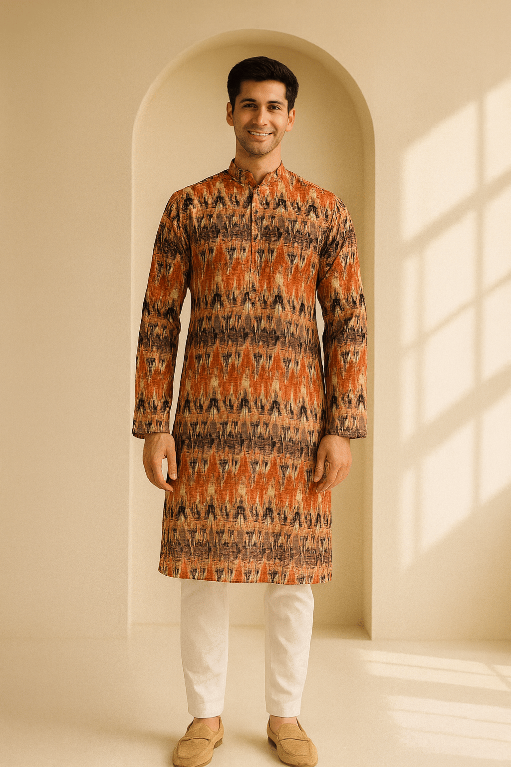     			JUGG JUGG JEEYO Rust Blended Fabric Regular Fit Men's Kurta Pyjama Set ( Pack of 1 )