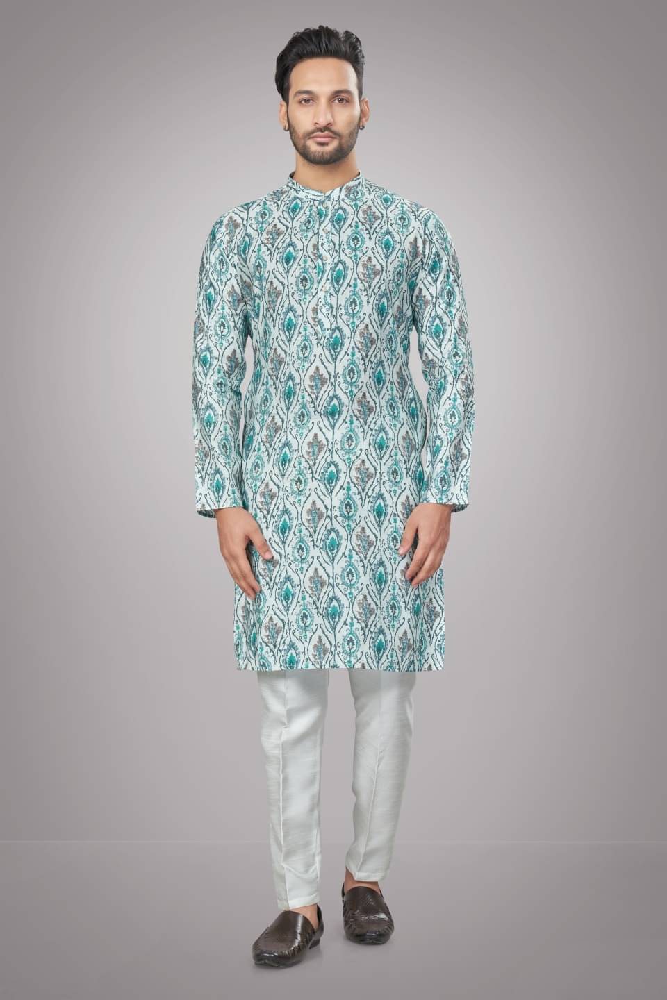     			JUGG JUGG JEEYO Sky Blue Blended Men's Regular Kurta ( Pack of 1 )