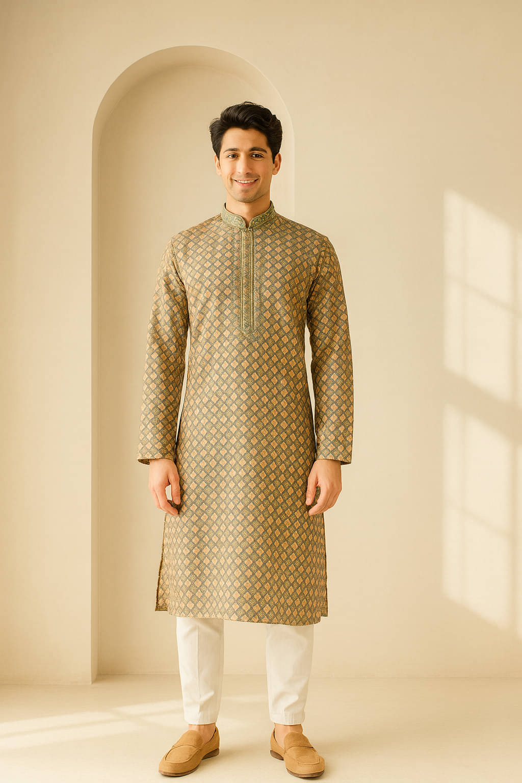     			JUGG JUGG JEEYO Teal Blended Men's Regular Kurta ( Pack of 1 )