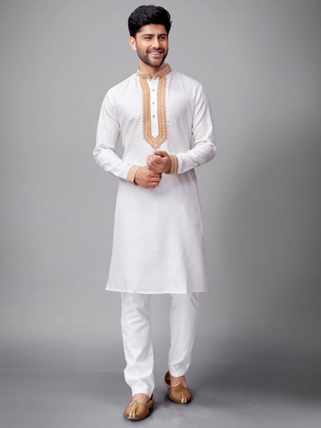    			JUGG JUGG JEEYO White Blended Men's Regular Kurta ( Pack of 1 )