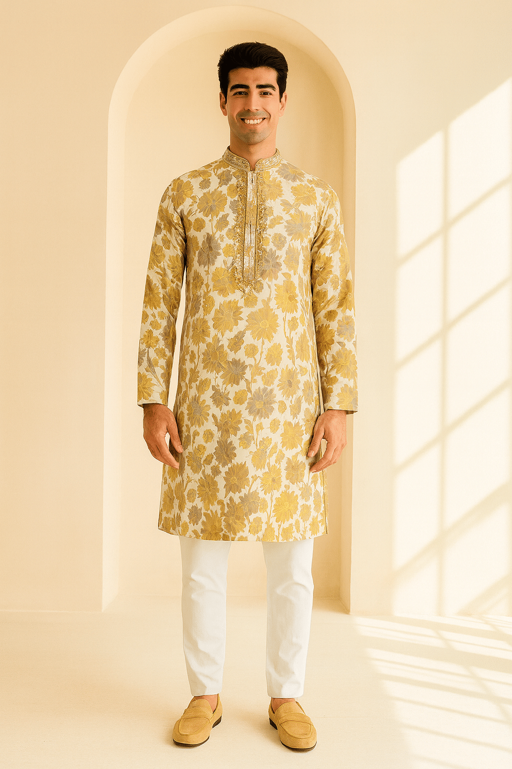 JUGG JUGG JEEYO Yellow Blended Men's Regular Kurta ( Pack of 1 ) JUGG JUGG JEEYO Yellow Blended Men's Regular Kurta ( Pack of 1 )