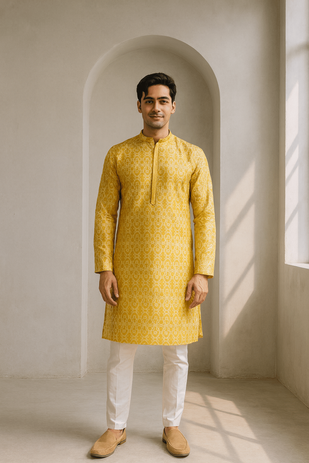 JUGG JUGG JEEYO Yellow Blended Fabric Regular Fit Men's Kurta Pyjama Set ( Pack of 1 ) JUGG JUGG JEEYO Yellow Blended Fabric Regular Fit Men's Kurta Pyjama Set ( Pack of 1 )