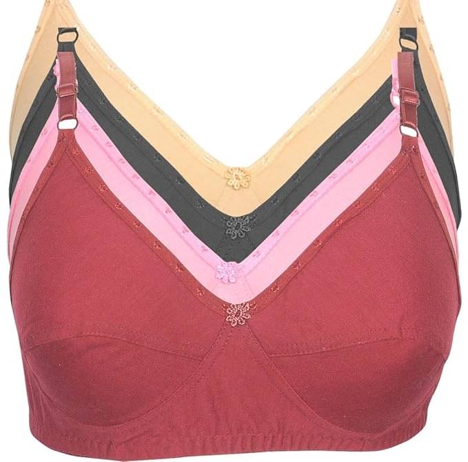 Kiran Enterprises Pack of 4 Cotton Non Padded Everyday Bra For Women ( Multicolor ) Kiran Enterprises Pack of 4 Cotton Non Padded Everyday Bra For Women ( Multicolor )
