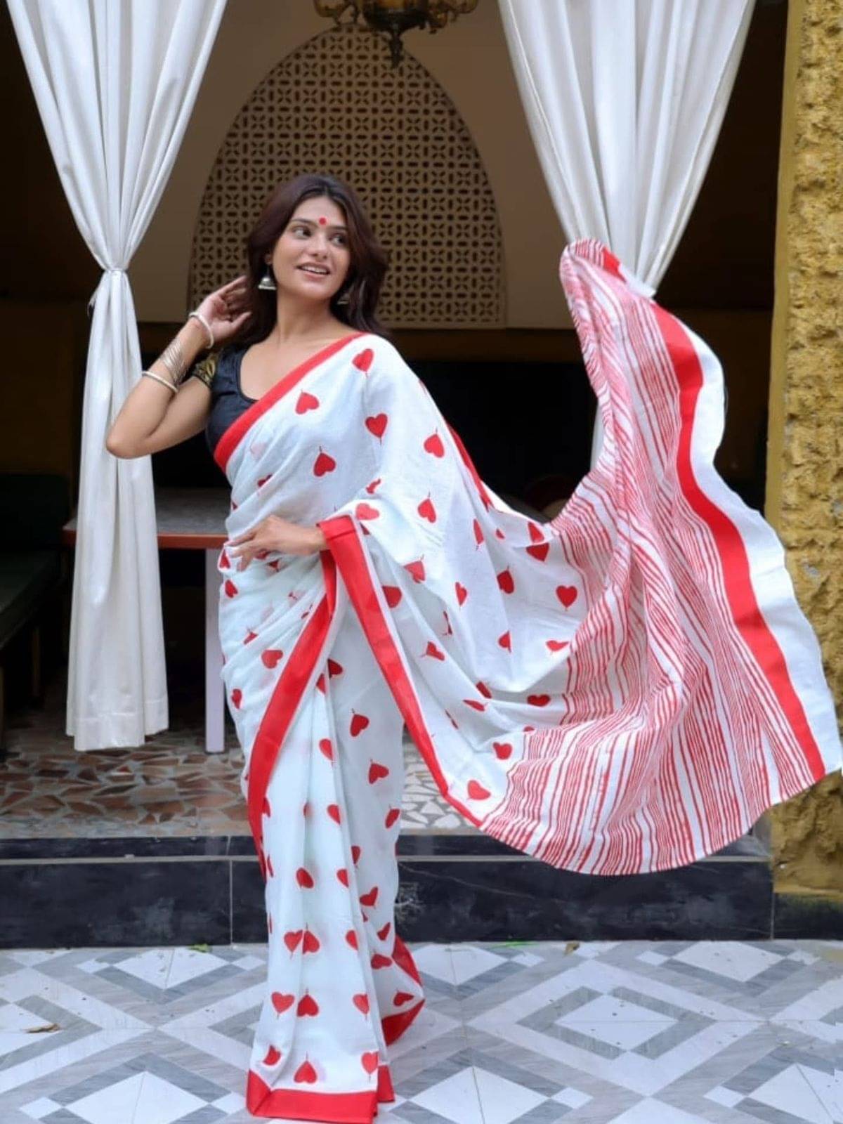     			Krisha Enterprise Chanderi Printed Regular Saree Without Blouse Piece ( Red )