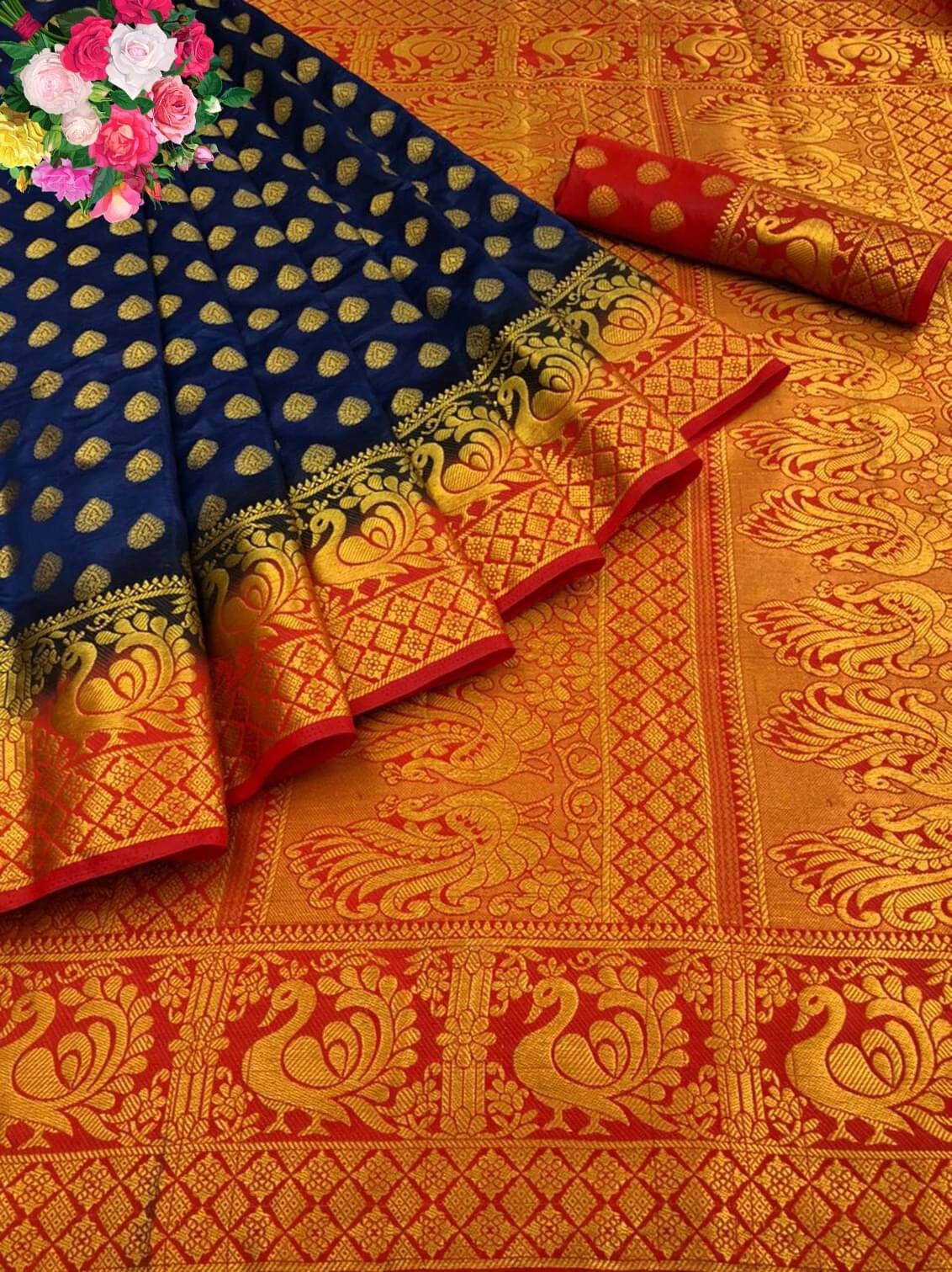 Krisha Enterprise Cotton Blend Woven Regular Saree With Unstitched Blouse Piece ( Multicolor 5 ) Krisha Enterprise Cotton Blend Woven Regular Saree With Unstitched Blouse Piece ( Multicolor 5 )