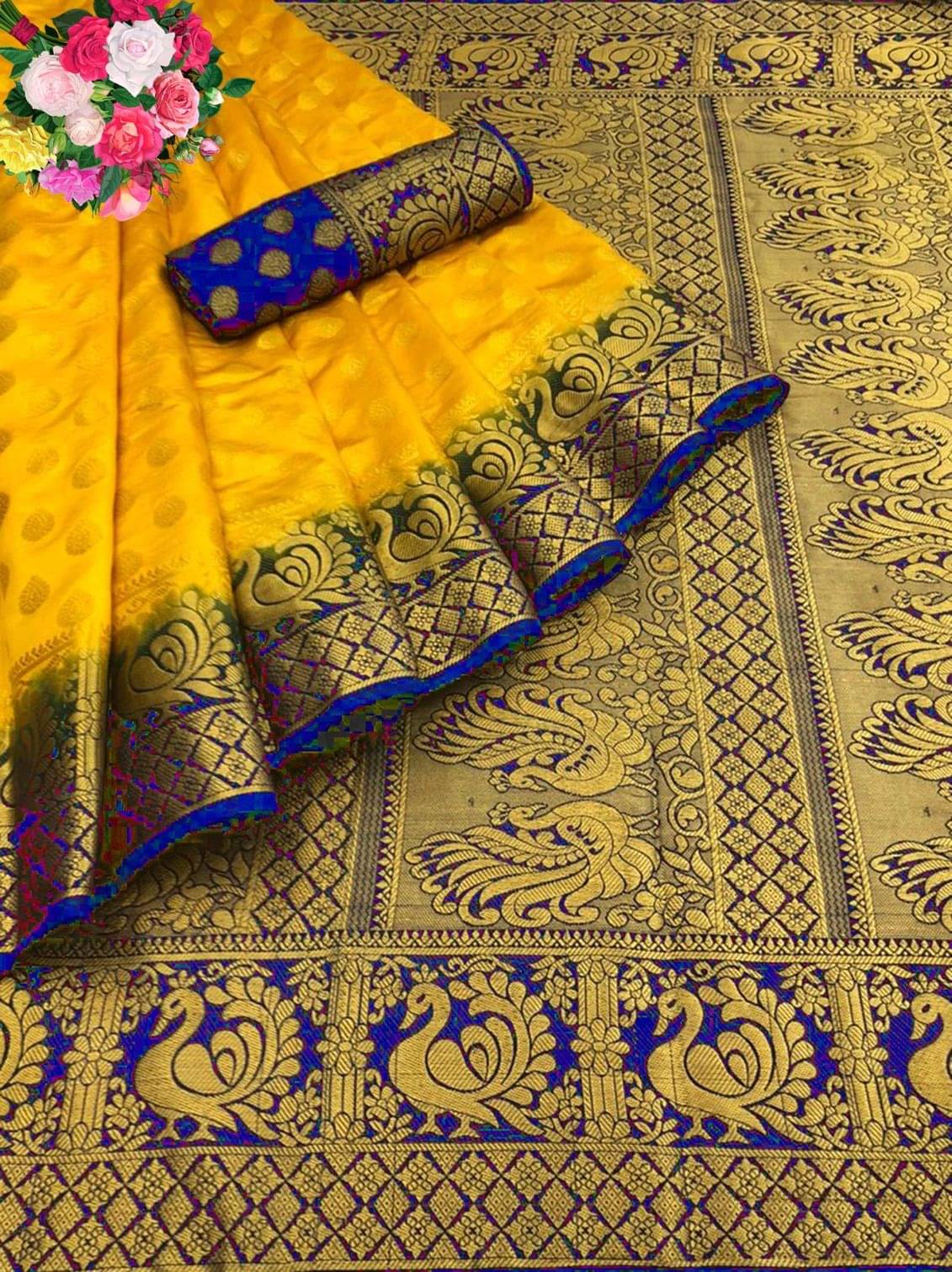     			Krisha Enterprise Cotton Blend Woven Regular Saree With Unstitched Blouse Piece ( Multicolor 5 )
