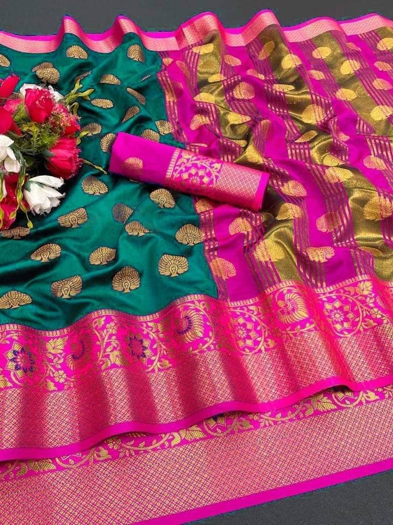 Krisha Enterprise Cotton Blend Woven Regular Saree With Unstitched Blouse Piece ( Multicolor 14 ) Krisha Enterprise Cotton Blend Woven Regular Saree With Unstitched Blouse Piece ( Multicolor 14 )