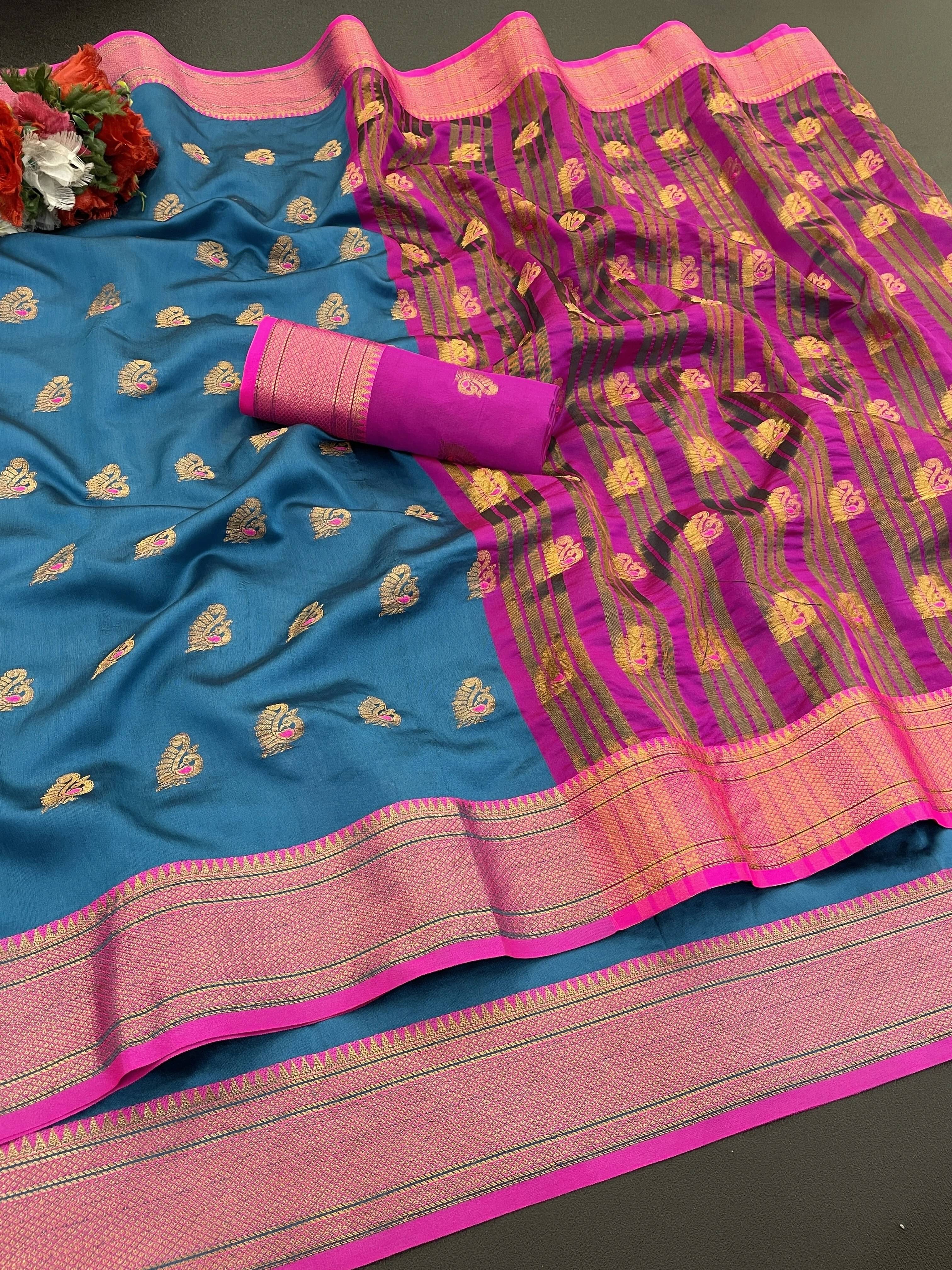 Krisha Enterprise Cotton Blend Woven Regular Saree With Unstitched Blouse Piece ( Light Blue ) Krisha Enterprise Cotton Blend Woven Regular Saree With Unstitched Blouse Piece ( Light Blue )