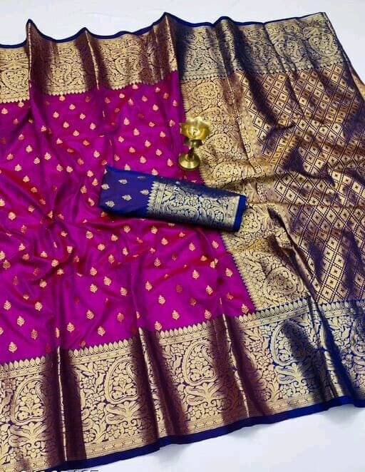     			Krisha Enterprise Jacquard Woven Regular Saree With Unstitched Blouse Piece ( Purple )