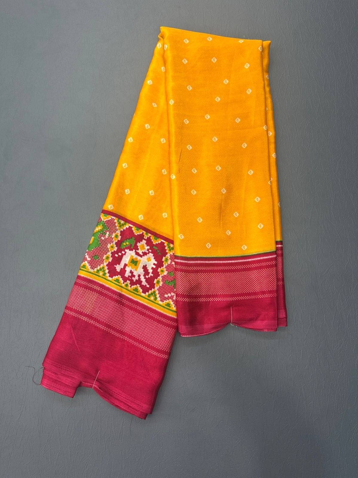 Krisha Enterprise Silk Blend Printed Regular Saree With Unstitched Blouse Piece ( Yellow ) Krisha Enterprise Silk Blend Printed Regular Saree With Unstitched Blouse Piece ( Yellow )