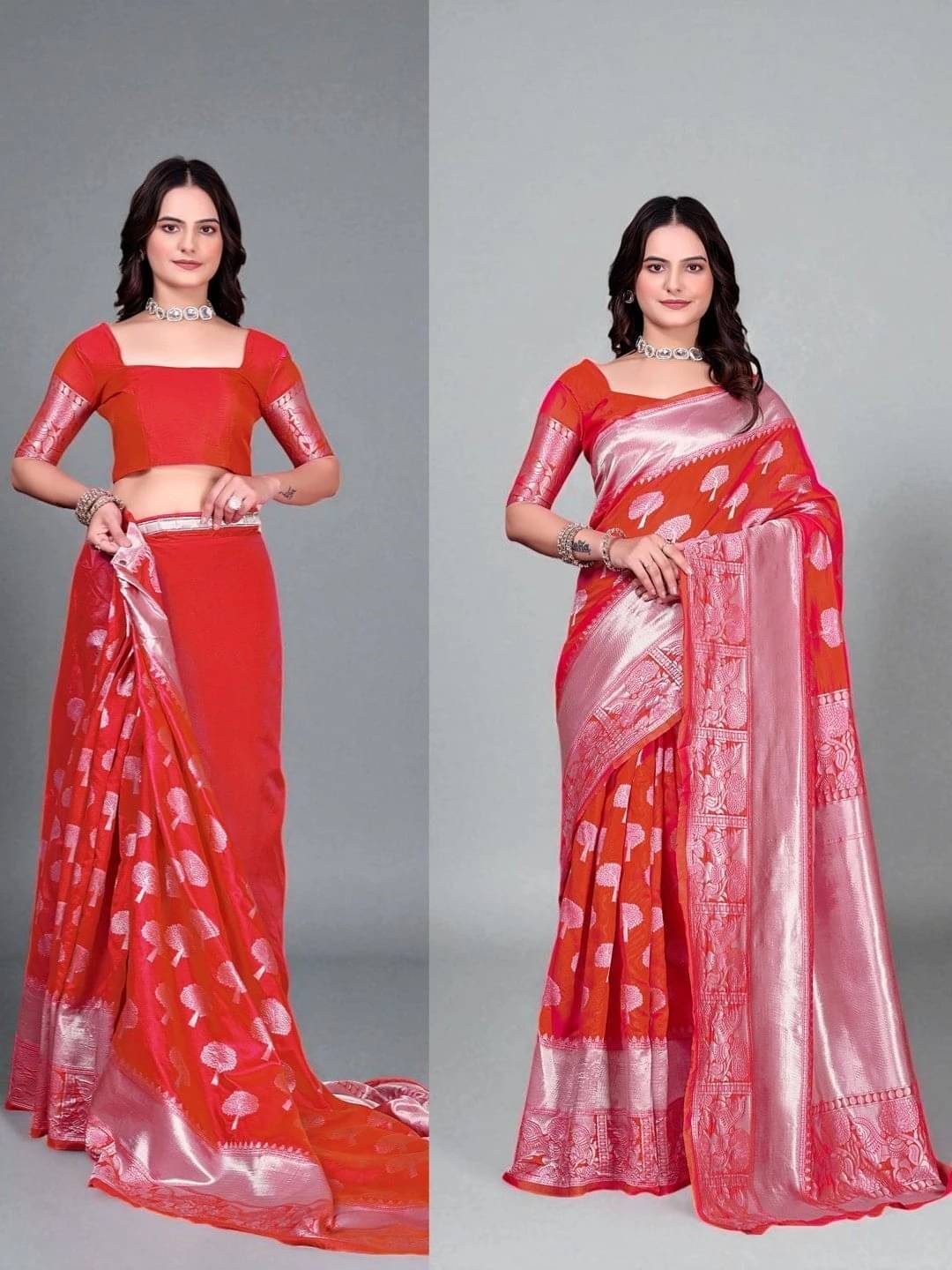     			Krisha Enterprise Silk Woven Regular Saree With Unstitched Blouse Piece ( Red )