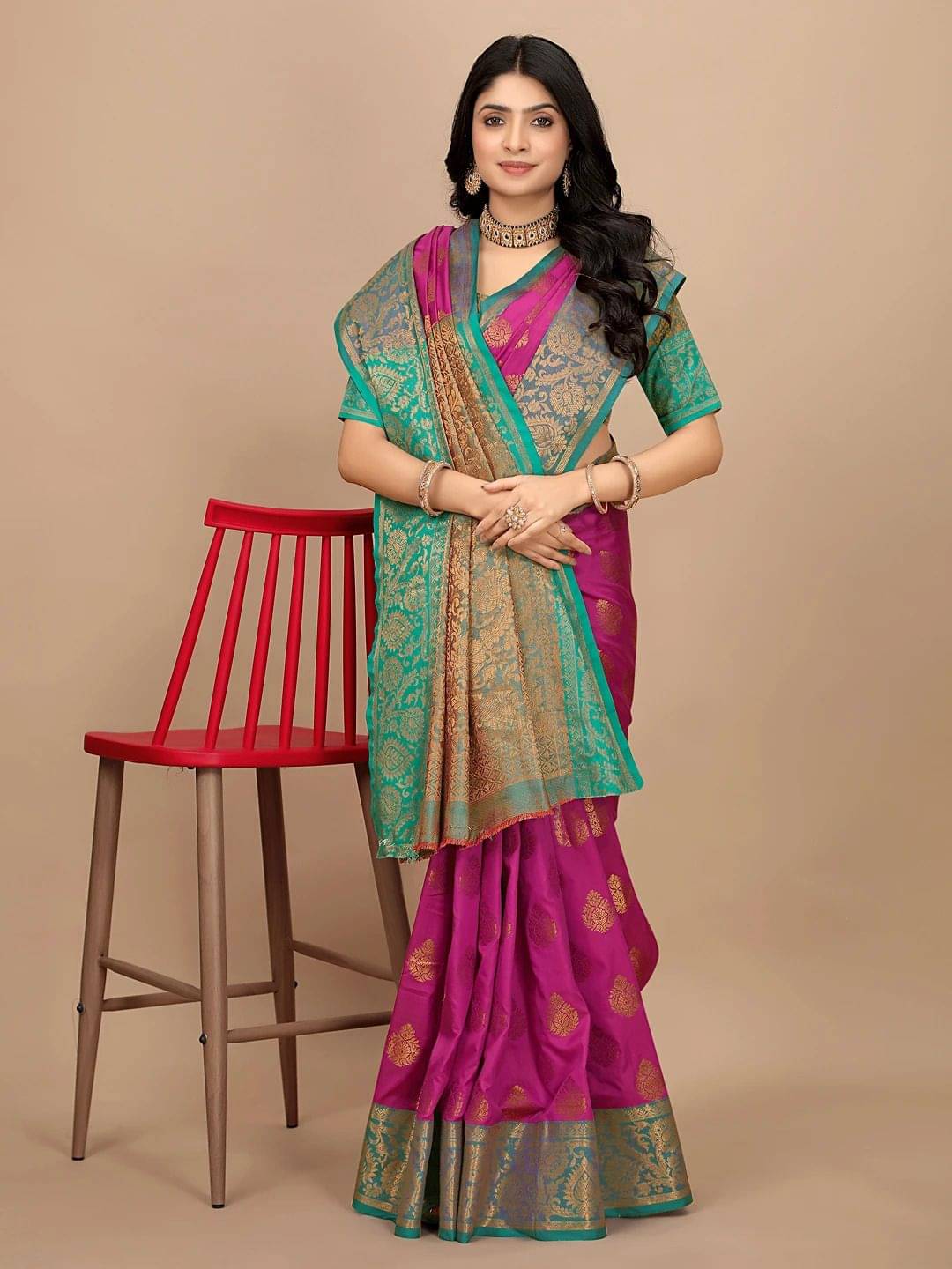 Krisha Enterprise Silk Woven Regular Saree With Unstitched Blouse Piece ( Pink ) Krisha Enterprise Silk Woven Regular Saree With Unstitched Blouse Piece ( Pink )