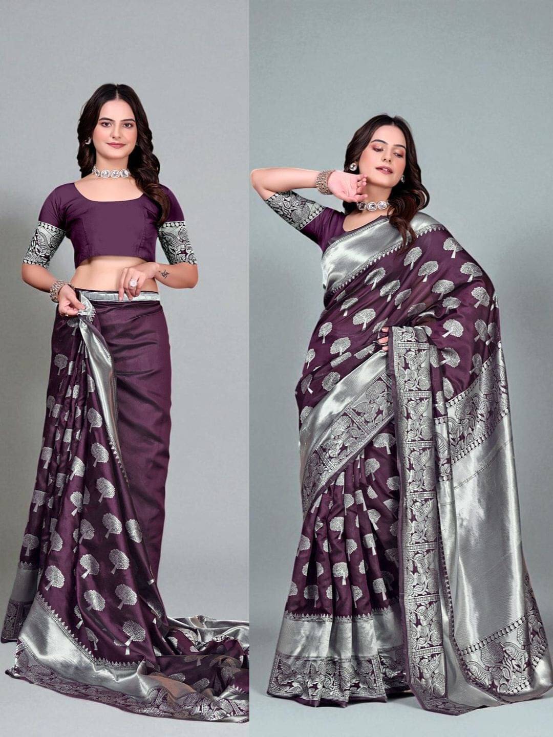     			Krisha Enterprise Silk Woven Regular Saree With Unstitched Blouse Piece ( Magenta )