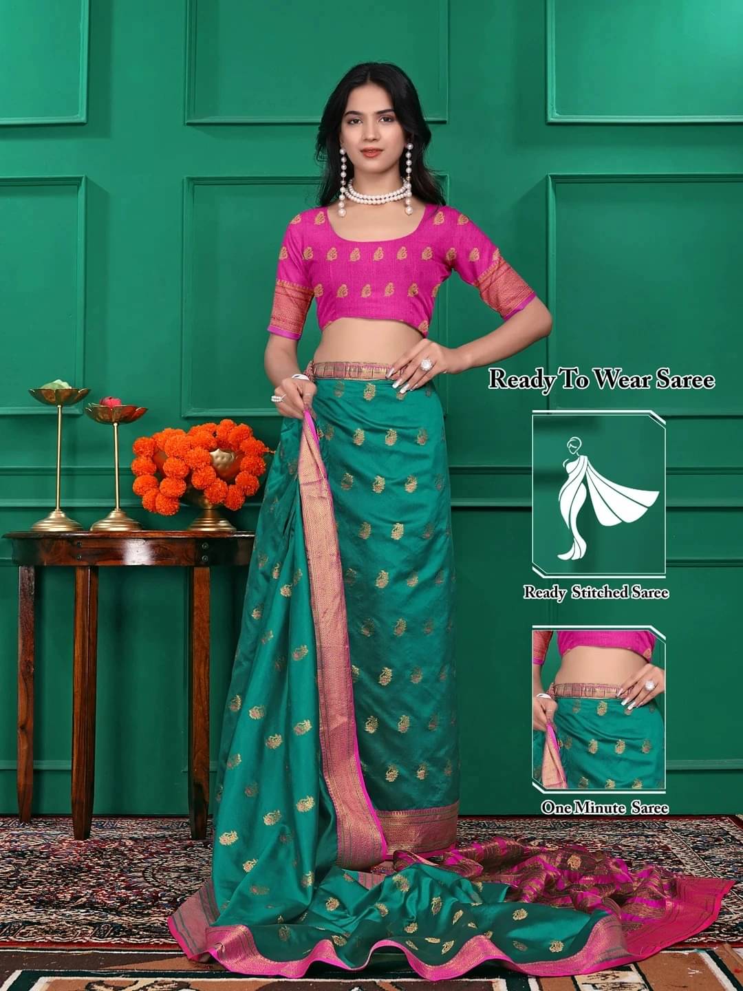 Krisha Enterprise Silk Woven Regular Saree With Unstitched Blouse Piece ( Blue ) Krisha Enterprise Silk Woven Regular Saree With Unstitched Blouse Piece ( Blue )